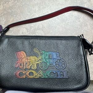 Coach Black Shoulder Bag with Multicolor Logo